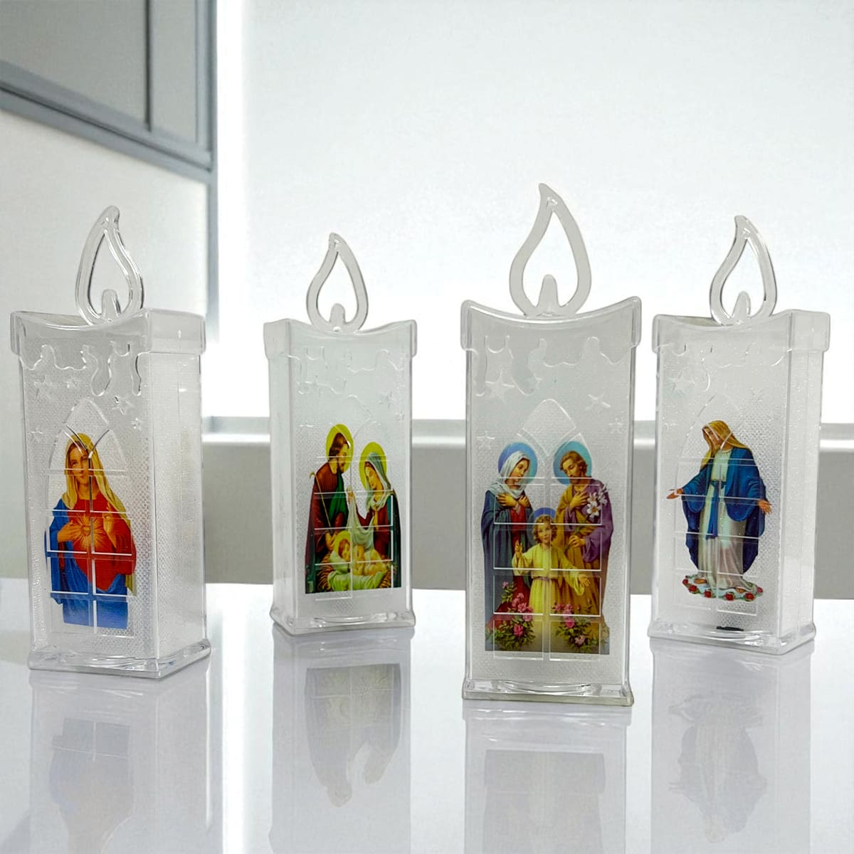 Miniatura 9 de Vela LED X4 Con Imagen Religiosa VLR01X4